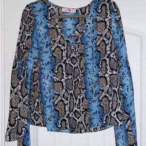 Buddy Love Bell Sleeve Snake Lace Up Top